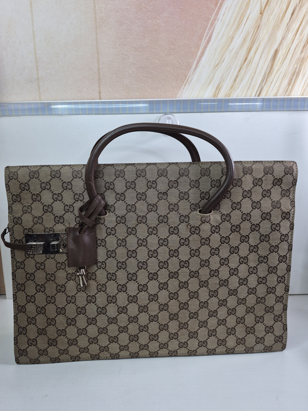 Gucci Brown GG Supreme Canvas Briefcase